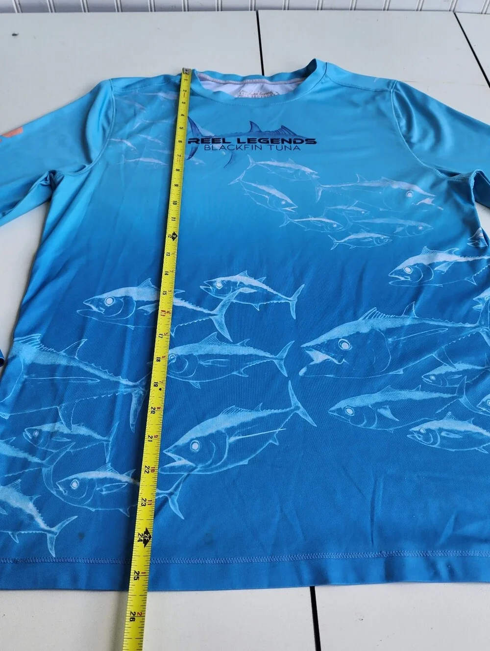 Reel Legends Blackfin Tuna Long Sleeve Fishing Shirt Blue Reel-Tec Boys Youth L